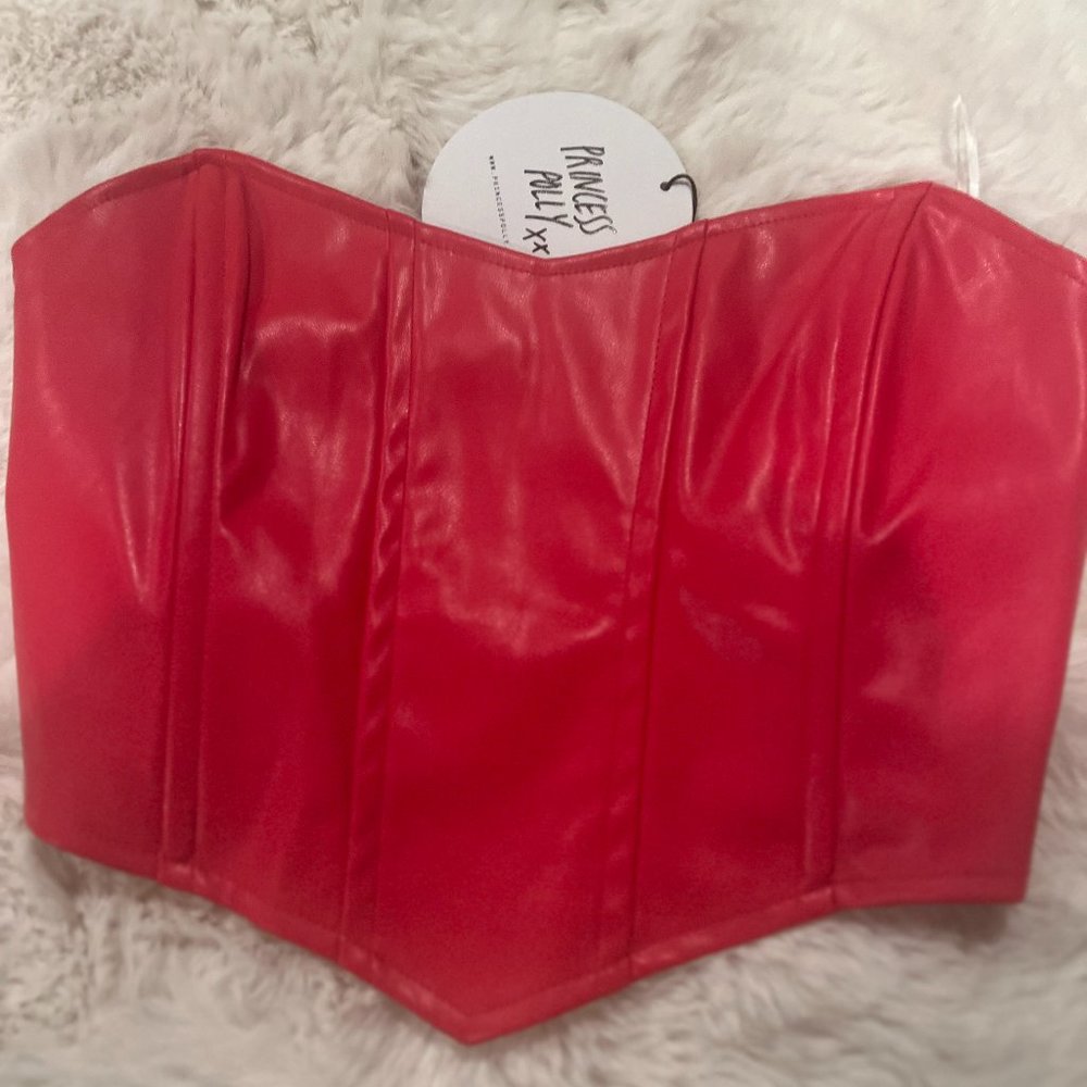 Princess Polly fox leather tube top in red New with tags US 4